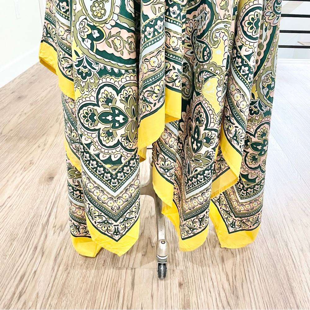 NWT 2X blue pink green and yellow earth tones bohemian high low midi maxi dress - Picture 3 of 9